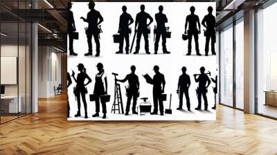 contractor silhouette vector set illustration Wall mural