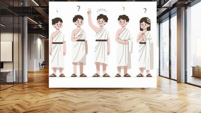 illustration set of children Dressed in Roman Toga Wall mural