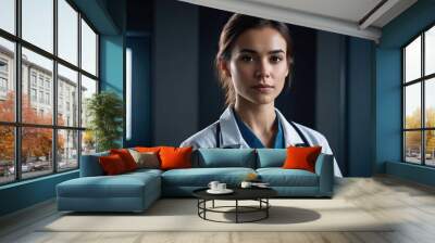 portrait of a young female doctor in hospital Wall mural