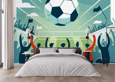 soccer fans cheering illustration Wall mural