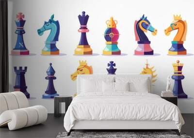 Colorful Chess Pieces Wall mural