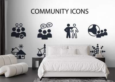 Community icon set.vector.Editable stroke.linear style sign for use web design,logo.Symbol illustration. Wall mural