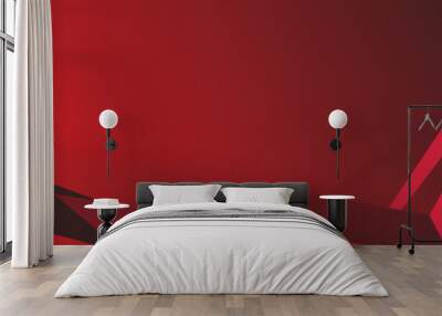 Top view of red and gradient template with stripes lines for background. Wall mural