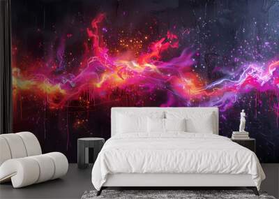 winner flames, neon lights red and purple, black background, artistic drawing in street art style. Generative Ai Wall mural