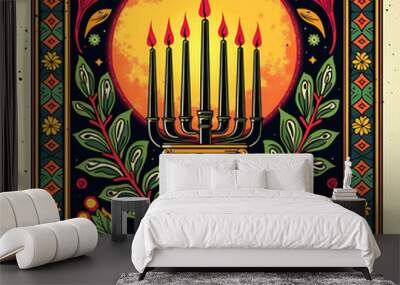 illustration of candles at the celebration of kwanza day Wall mural