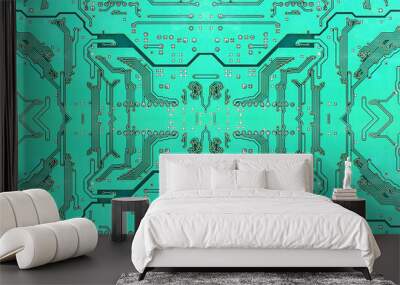 Green symmetrical electronic microcircuit.Background. Wall mural