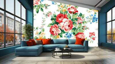 Rose floral pattern with beautiful little element Wall mural