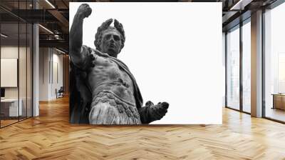 Antique statue of Roman dictator, politician, historian and military general Gaius Julius Caesar. Black and white image. Copy space. Wall mural