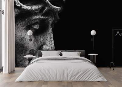 jesus christ in profile. an ancient statue. religion, faith, death, suffering, immortality, god conc Wall mural