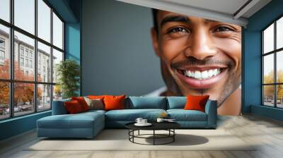 Close-Up Portrait of Smiling Man with Bright Expression Wall mural