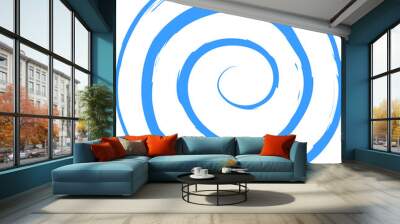 Blue spiral icons. cobalt swirling water texture. Blue futuristic circular wave vector Wall mural