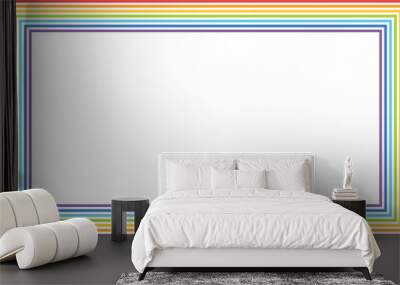 Striped colorful frame in seven rainbow. Striped colorful rainbow border frame background design. Colorful paint splatter background Wall mural