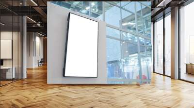 vertical blank digital interactive white display wall at exhibition or museum with futuristic scifi  Wall mural