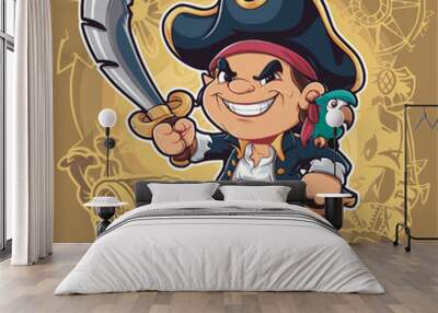 pirate character design illustration person Wall mural