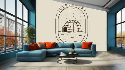 igloo house logo line art vector vintage simple illustration template icon graphic design. traditional house of eskimo people sign or symbol building culture concept with badge typography Wall mural