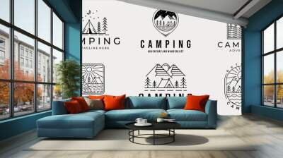 set of camping logo line art simple minimalist vector illustration template icon graphic design. bun Wall mural