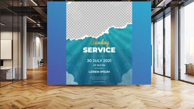 Abstract gradient christian religious event invitation church flyer poster design, Church conference concept template with space for photo. Vector illustration Wall mural