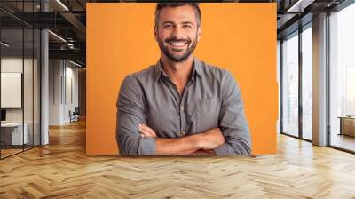 Smiling Man With Arms Crossed Wall mural