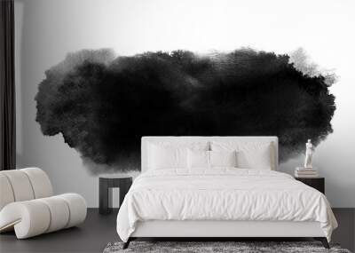 Black watercolor long stain with paint blotch, brush stroke Wall mural