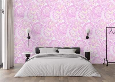 Endless ornamental Indian background with muted magenta design Wall mural