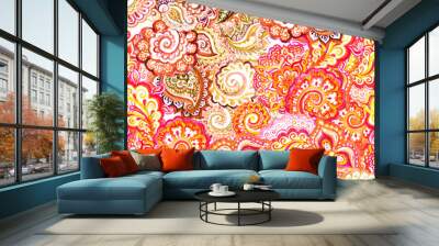 Repeated ornamental ethnic pattern with indian ornament  Wall mural