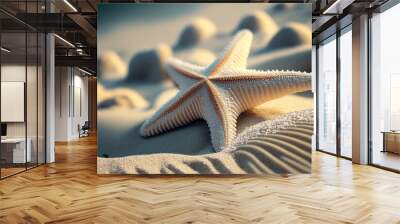 Realistic Starfish on Sandy Beach. Generative Ai Wall mural