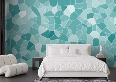 Multicolor Broken Stained Glass Background with White lines. 3d Geometric Retro tiles pattern. Voronoi diagram polygonal texture. Wall mural