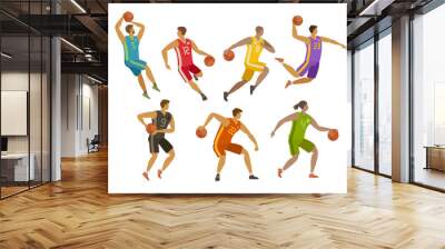 Basketball players. Sport concept. Cartoon vector illustration Wall mural