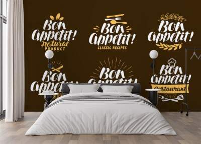 bon appetit, lettering. restaurant, label set. vector illustration Wall mural