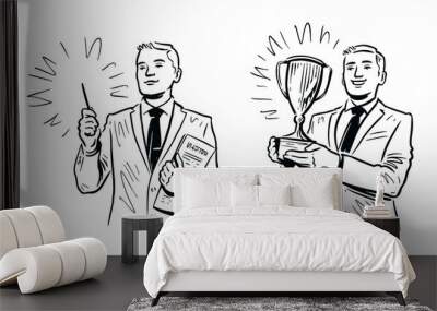 businessman drawn in sketch style. business concept vector illustration Wall mural