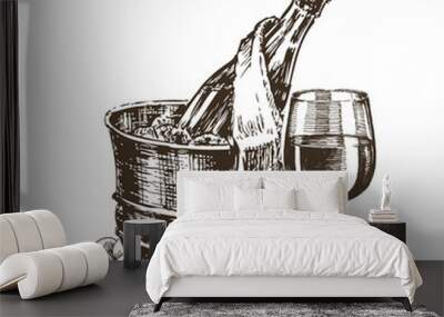 champagne on a white background. sketch Wall mural