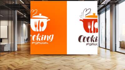 Cooking, cuisine, cookery logo. Restaurant, menu, cafe, diner label or icon. Vector illustration Wall mural