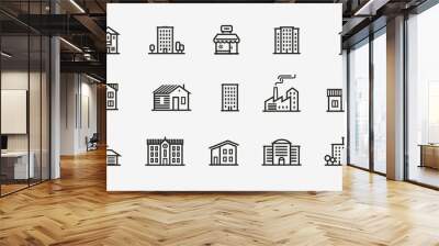 House icon set. Building, building symbol. Vector illustration Wall mural