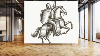 Knight on horseback. Medieval heraldry symbol vector illustration Wall mural