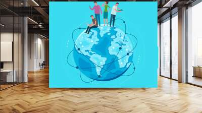 Metaphor Earth globe planet. Global network, communication. Vector illustration Wall mural