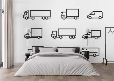 Transport icon set. Transportation in linear style. Vector illustration Wall mural