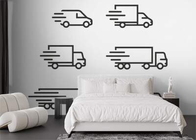 Truck icon set. Freight, delivery symbol. Vector illustration Wall mural