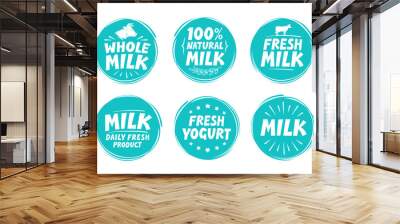 Vector set labels for milk, yogurt. Collection icons Wall mural