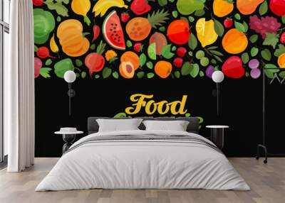 vegetables and fruits vector illustration. organic food Wall mural