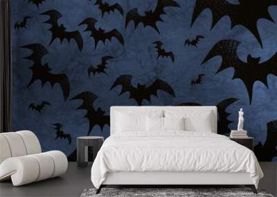 Old paper texture with bats motif - background for Halloween Wall mural