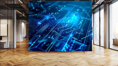 Abstract digital matrix background. Futuristic big data information technology concept. Motion graphic for abstract data center, block chain, server, internet, hi-speed. Wall mural