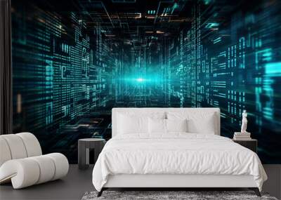 Digital Technology Network Data and Communication Concept Abstract Background Wall mural