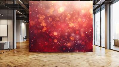 elegant red  festive bokeh  background with golden glitter and stars, graphic background concept Wall mural