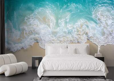 from above, surf and shore, tropical waters edge, holiday and vacation concept Wall mural