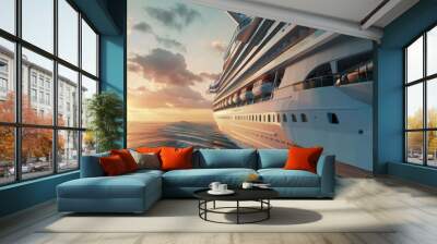 Ocean view from a cruise ship on sunset, holiday concept Wall mural