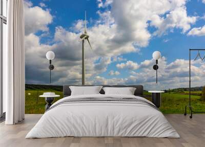 Single Wind Turbine On farmland concept of clean energy production Wall mural