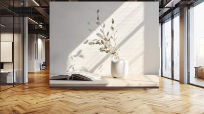 Vases and objects on the table in a warm room with sunlight coming in Wall mural