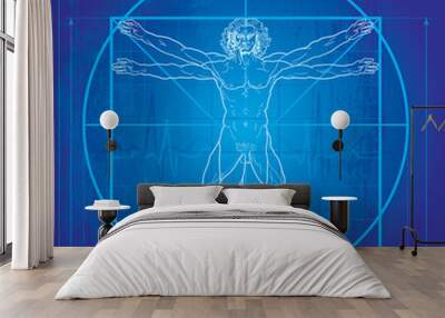 The Vitruvian man (Blueprint version) Wall mural