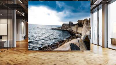 Beautiful shot of Mature Castle,  Anamur, Mersin, Turkey Wall mural