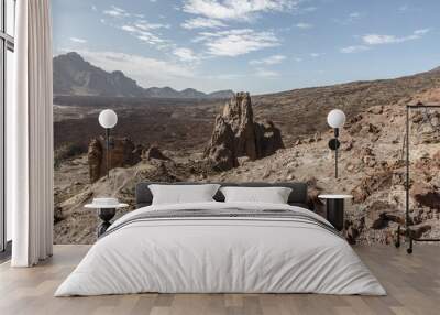 Beautiful landscape in lunar style of Teide National Park, Tenerife Island Wall mural